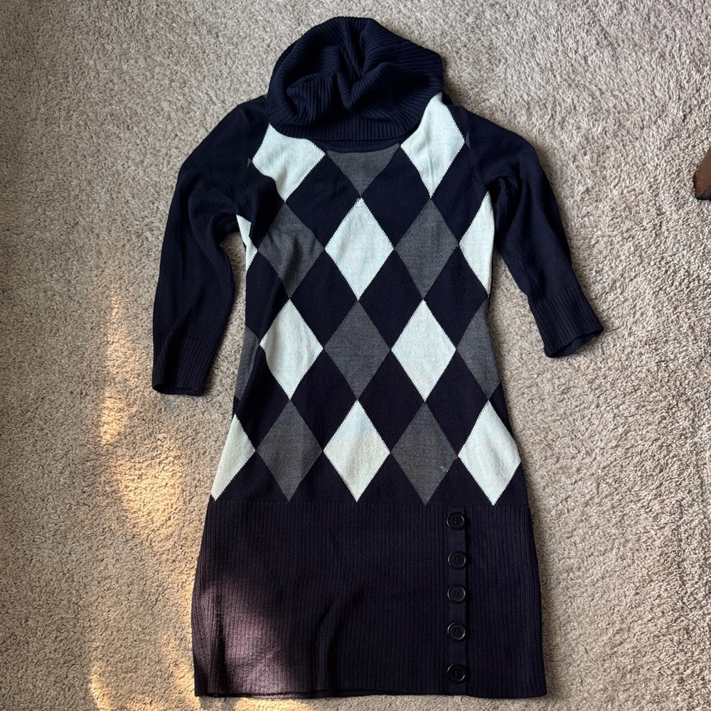 Sandra Darren Ribbed Knit Sweater Dress